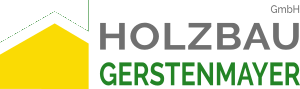 Logo Holzbau Gerstenmayer, gelber Giebel mit gruener Dachlinie